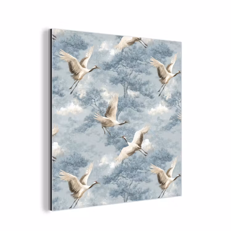Aluminium schilderij - Wolken - Kraanvogels - Blauw — 1
