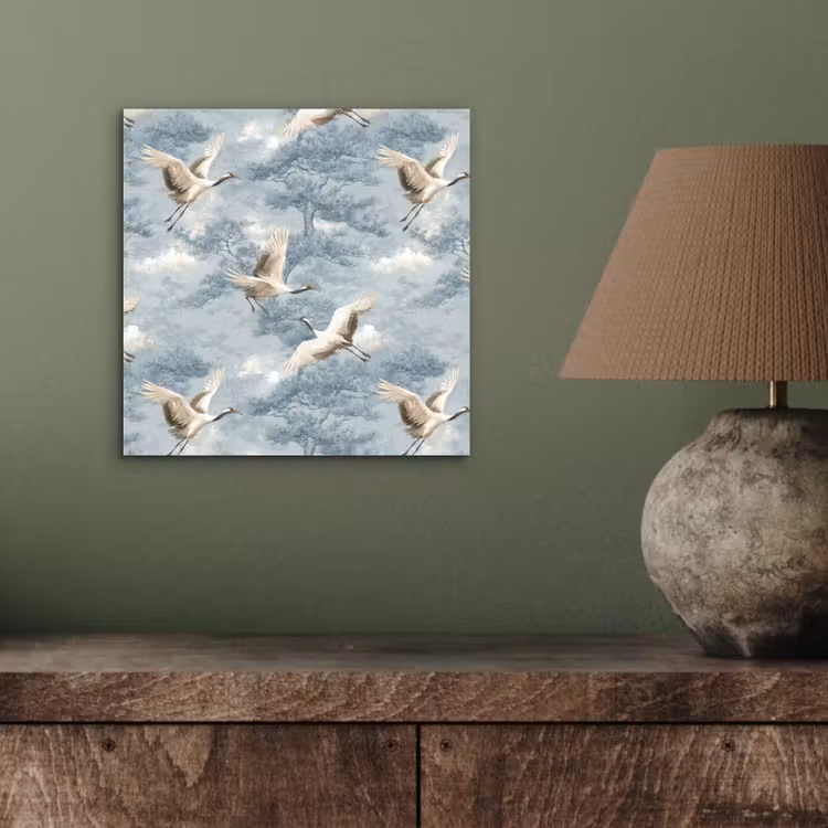 Aluminium schilderij - Wolken - Kraanvogels - Blauw — 3