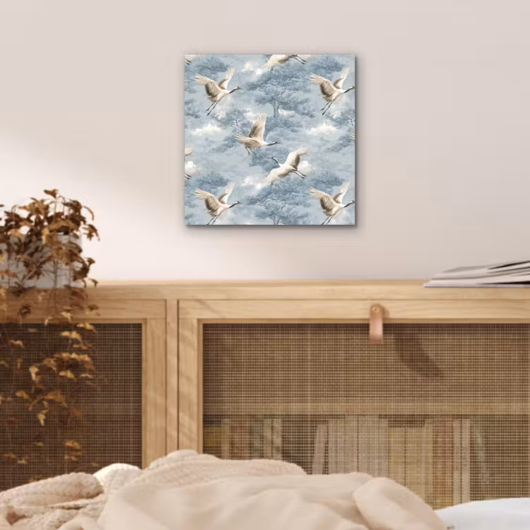 Aluminium schilderij - Wolken - Kraanvogels - Blauw — 4
