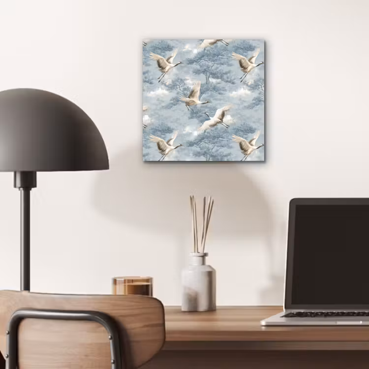 Aluminium schilderij - Wolken - Kraanvogels - Blauw — 6