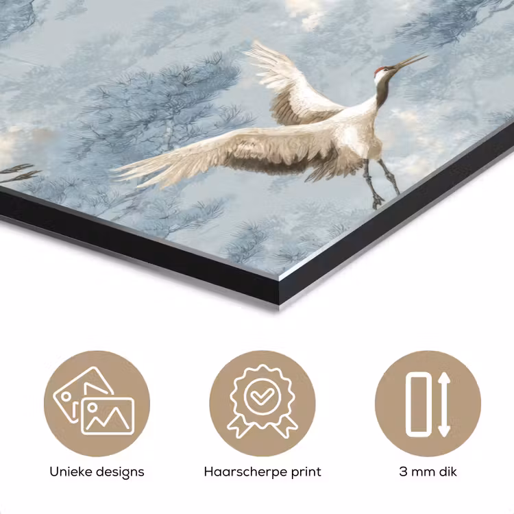 Aluminium schilderij - Wolken - Kraanvogels - Blauw — 7