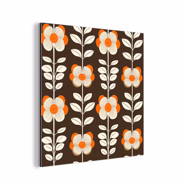 Aluminium schilderij - Bloemen - Retro - Bruin — 1