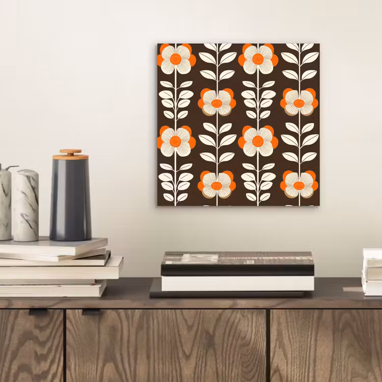 Aluminium schilderij - Bloemen - Retro - Bruin — 2
