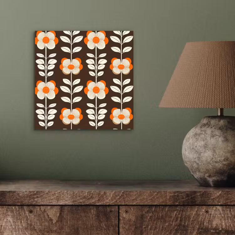 Aluminium schilderij - Bloemen - Retro - Bruin — 3