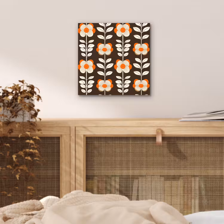 Aluminium schilderij - Bloemen - Retro - Bruin — 4