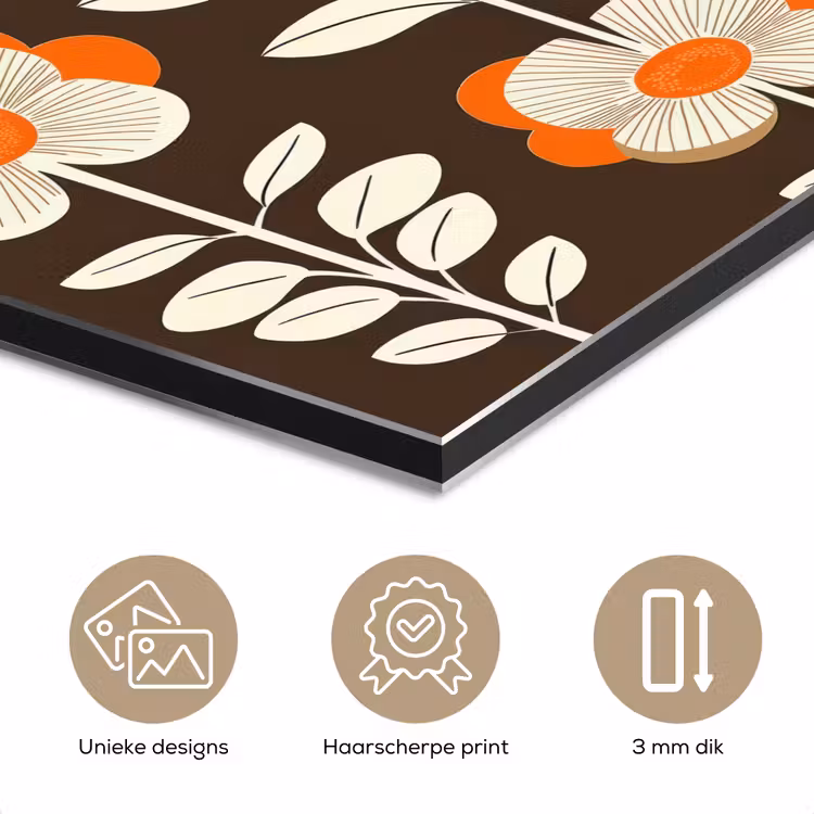 Aluminium schilderij - Bloemen - Retro - Bruin — 7