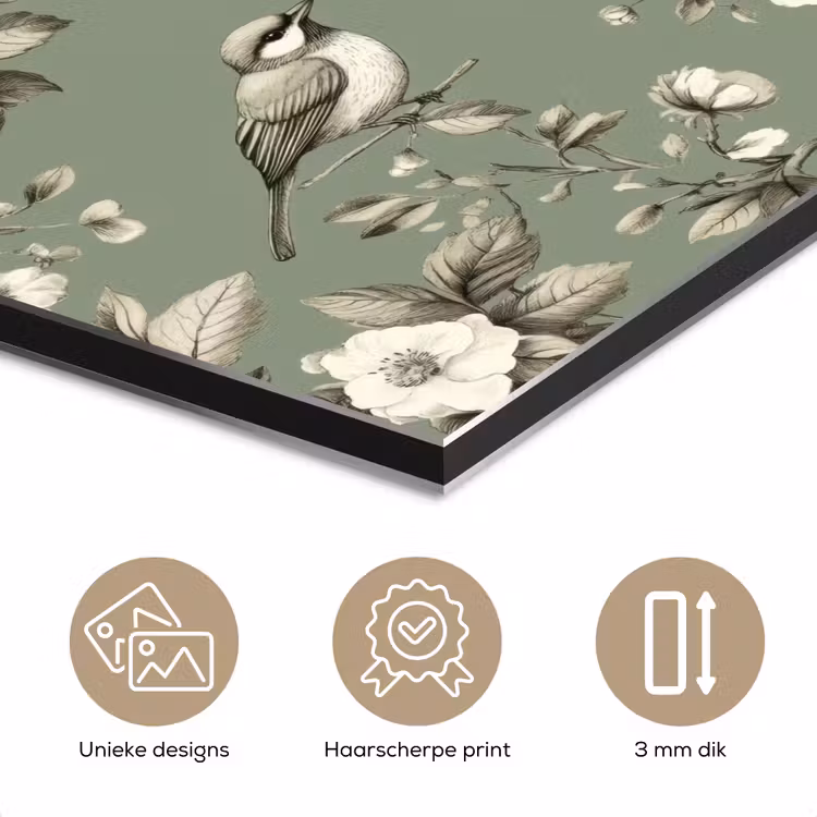 Aluminium schilderij - Botanisch - Vogels - Groen — 7