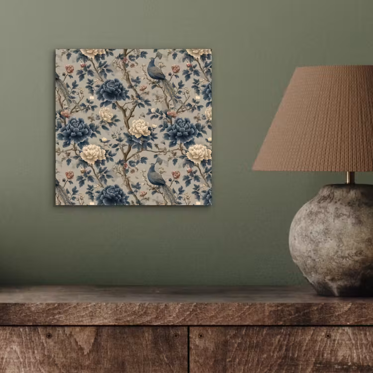 Aluminium schilderij - Pauw - Bloemen - Blauw — 3