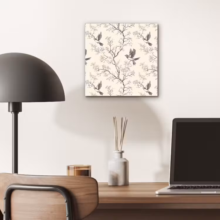 Aluminium schilderij - Takken - Vogels - Beige — 6