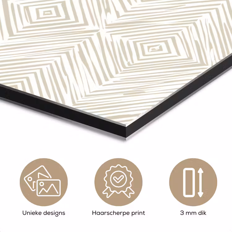 Aluminium schilderij - Abstract - Ruiten - Beige — 7