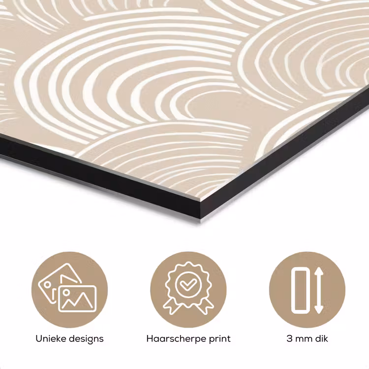 Aluminium schilderij - Golven - Structuur - Beige — 7