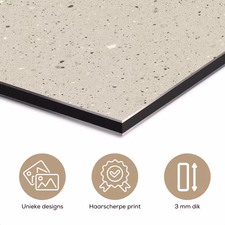 Aluminium schilderij - Lichtbeige - Terrazzo - Grijs — 7