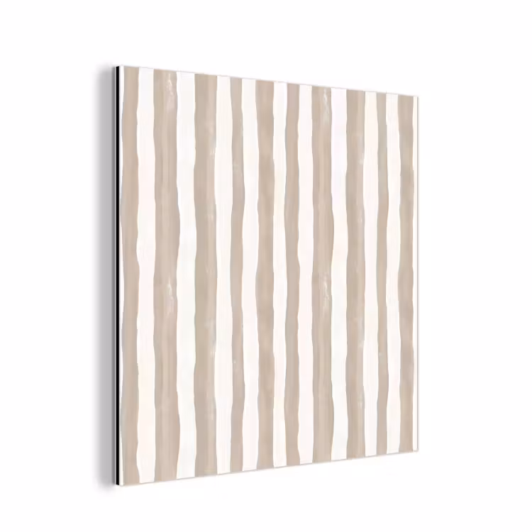 Aluminium schilderij - Minimalistisch - Strepen - Beige — 1