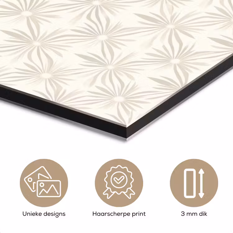 Aluminium schilderij - Patroon - Bloemen - Beige — 7