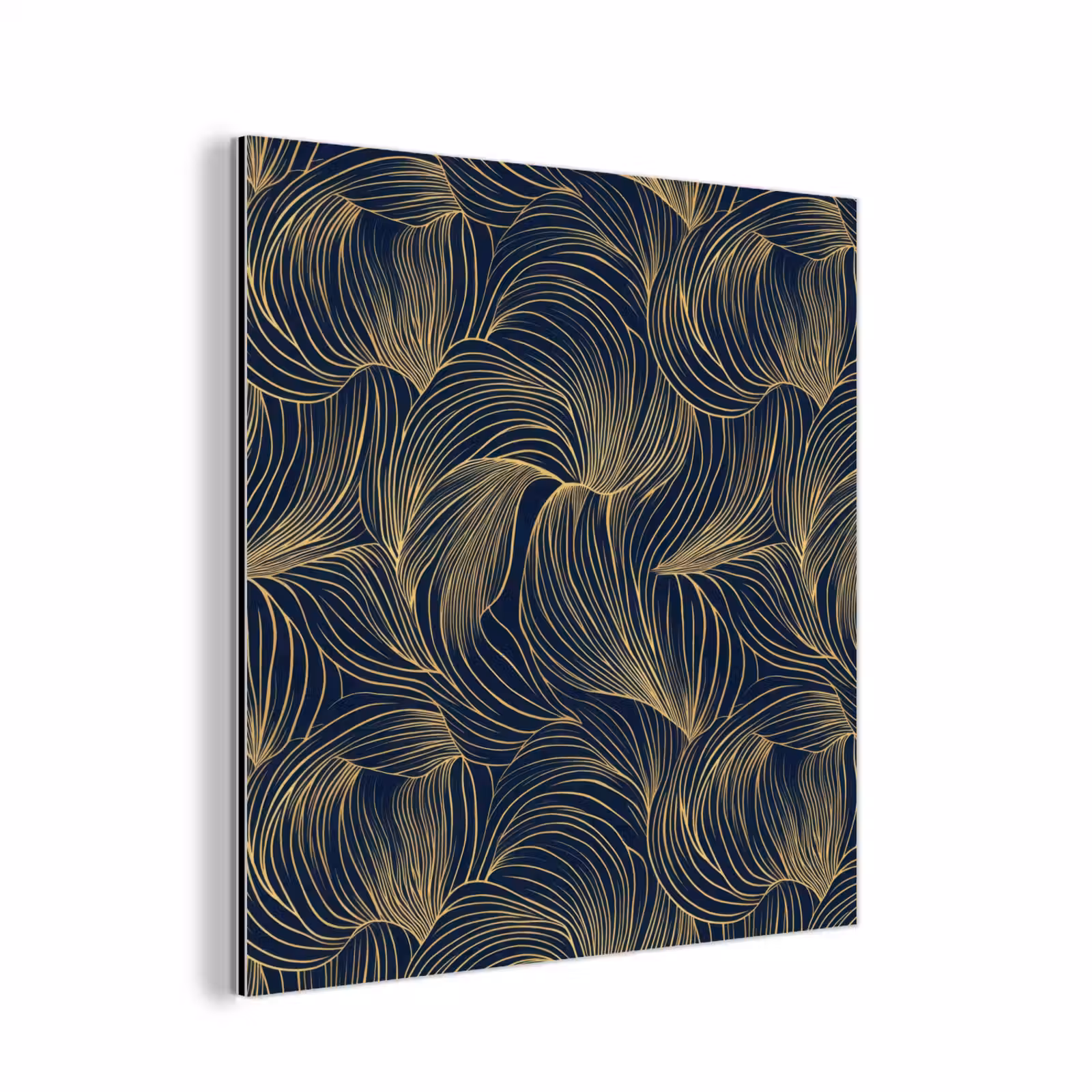 Aluminium schilderij - Abstract - Lijnen - Blauw - Goud — 1