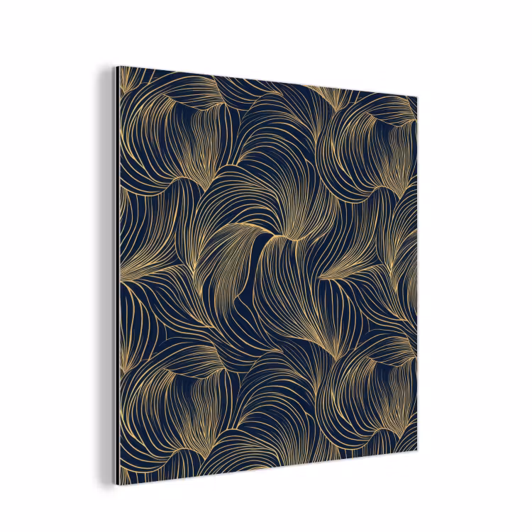 Aluminium schilderij - Abstract - Lijnen - Blauw - Goud — 1