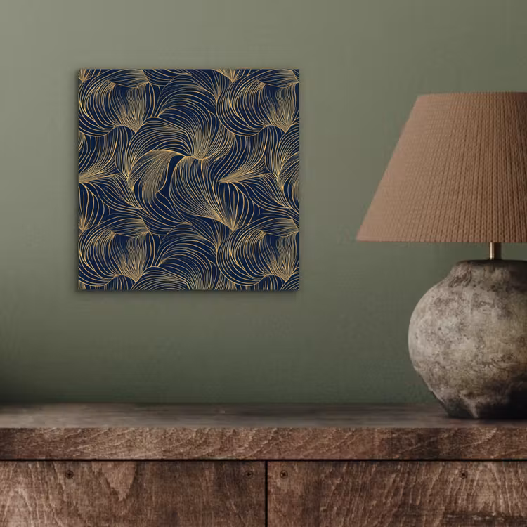 Aluminium schilderij - Abstract - Lijnen - Blauw - Goud — 3