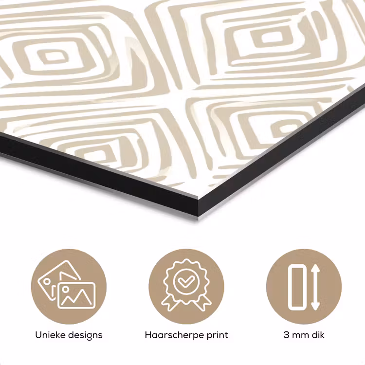 Aluminium schilderij - Abstract - Ruit - Beige — 7