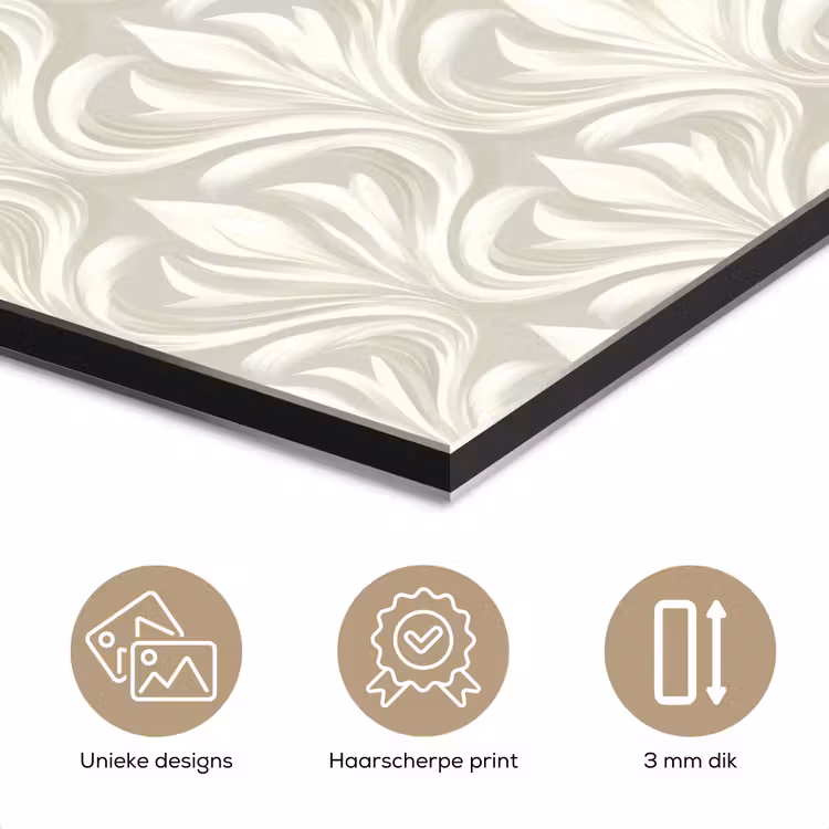 Aluminium schilderij - Barok - Patroon - Beige — 7