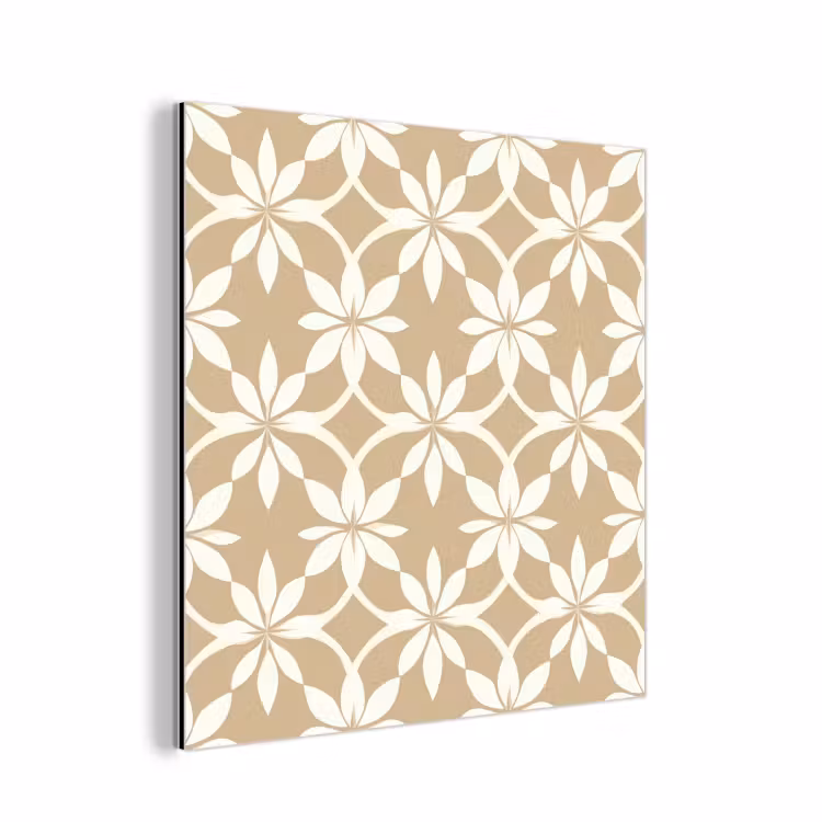 Aluminium schilderij - Bloemen - Patroon - Beige — 1