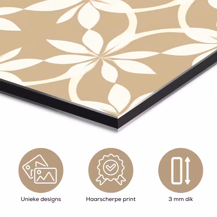 Aluminium schilderij - Bloemen - Patroon - Beige — 7