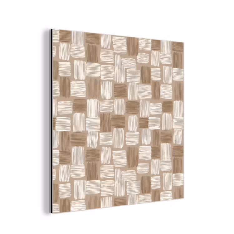 Aluminium schilderij - Blok - Patroon - Bruin — 1