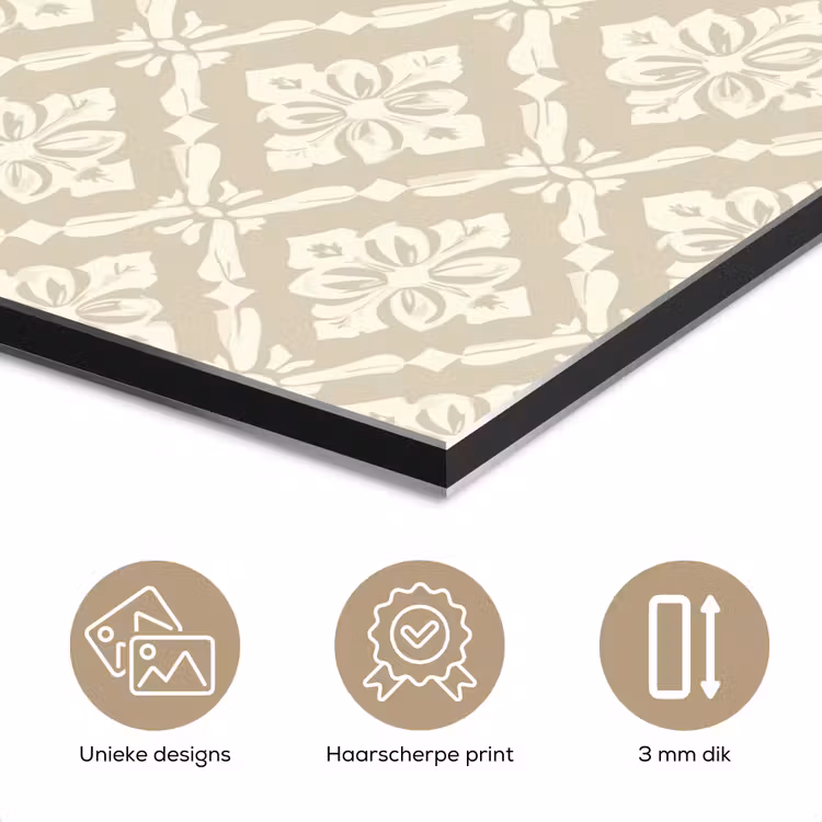 Aluminium schilderij - Floraal - Ornament - Beige — 7
