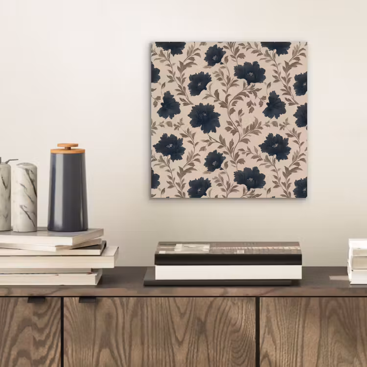 Aluminium schilderij - Motief - Bloemen - Zwart - Beige — 2