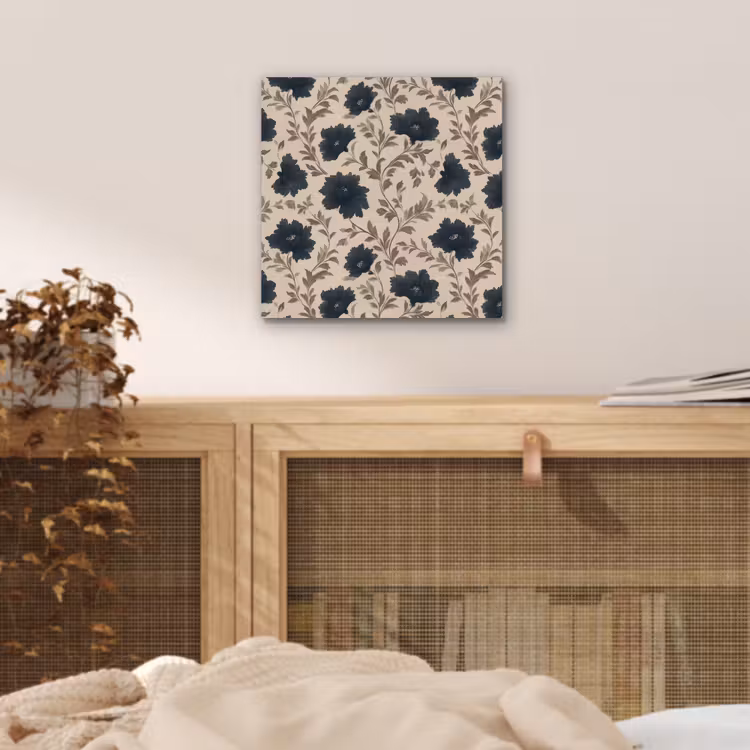 Aluminium schilderij - Motief - Bloemen - Zwart - Beige — 4