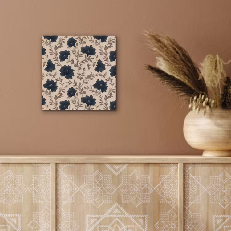 Aluminium schilderij - Motief - Bloemen - Zwart - Beige — 5