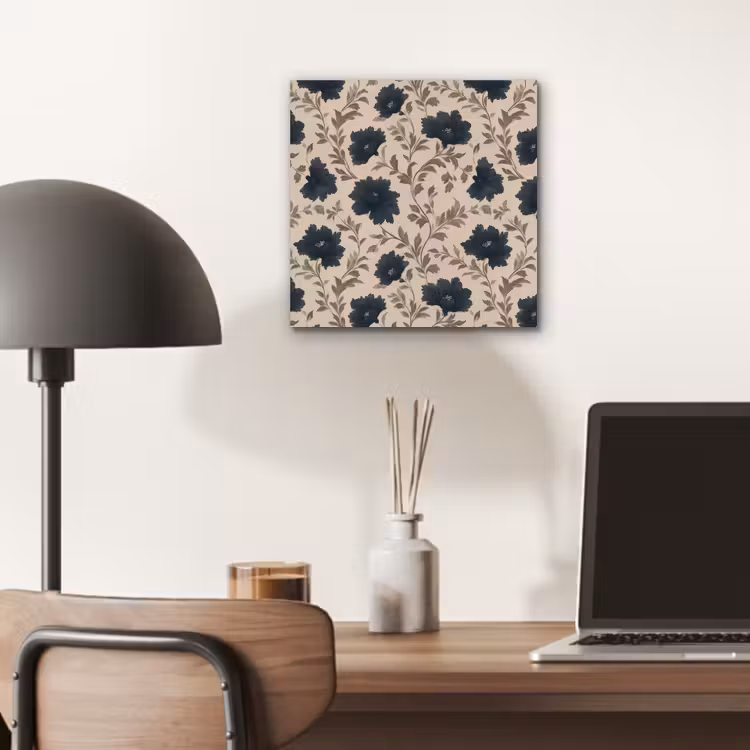 Aluminium schilderij - Motief - Bloemen - Zwart - Beige — 6