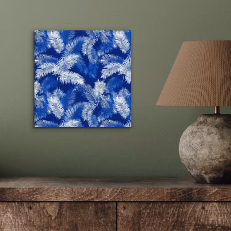 Aluminium schilderij - Palmblad - Patroon - Blauw — 3