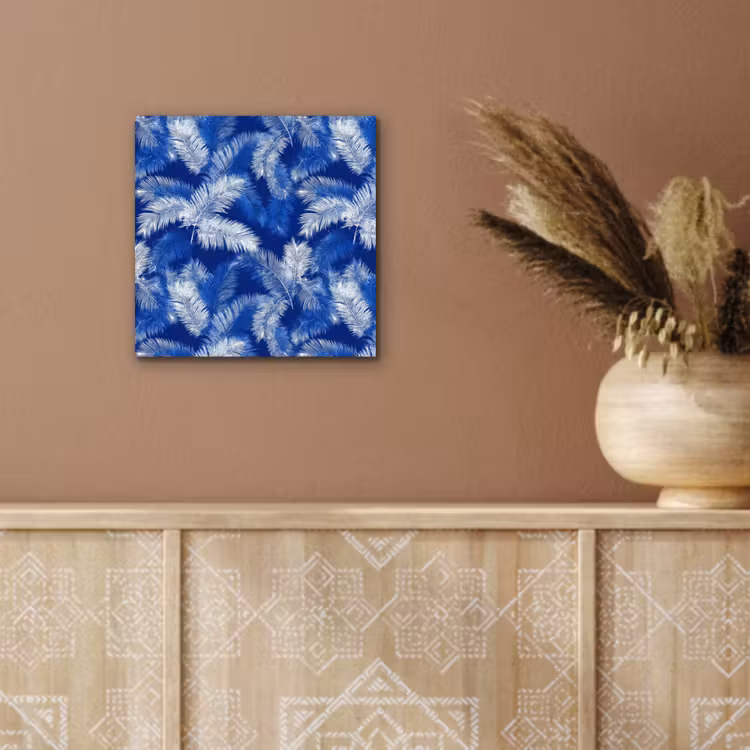 Aluminium schilderij - Palmblad - Patroon - Blauw — 5