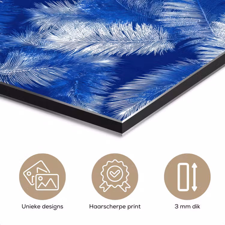 Aluminium schilderij - Palmblad - Patroon - Blauw — 7