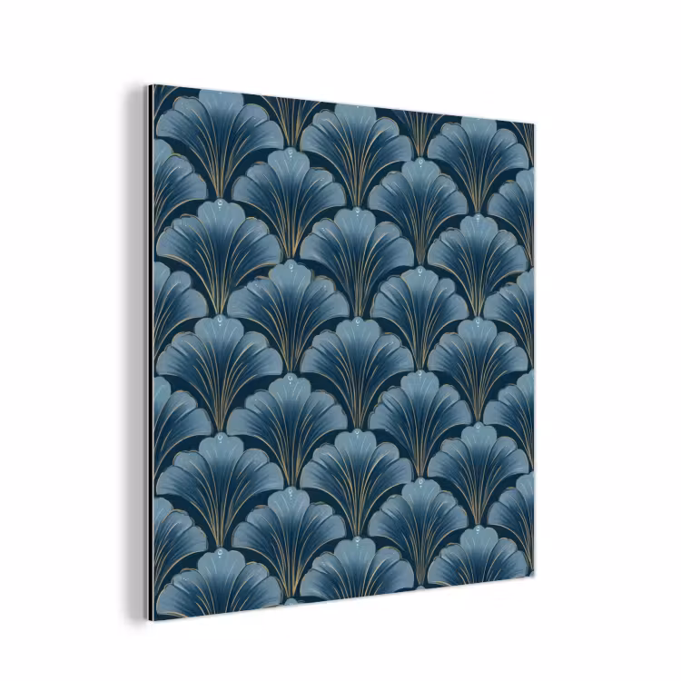 Aluminium schilderij - Patroon - Ginkgoblad - Blauw — 1
