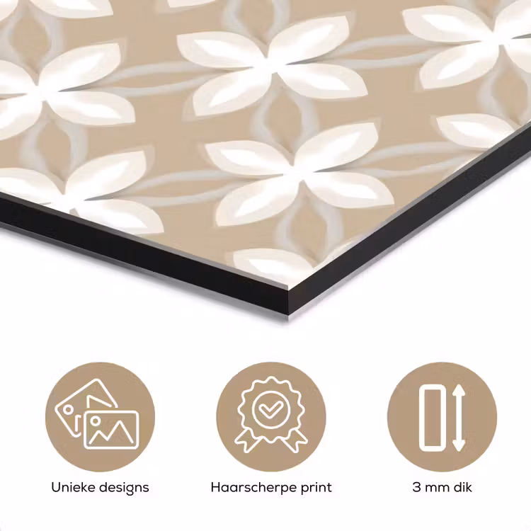 Aluminium schilderij - Patroon - Symmetrisch - Beige — 7