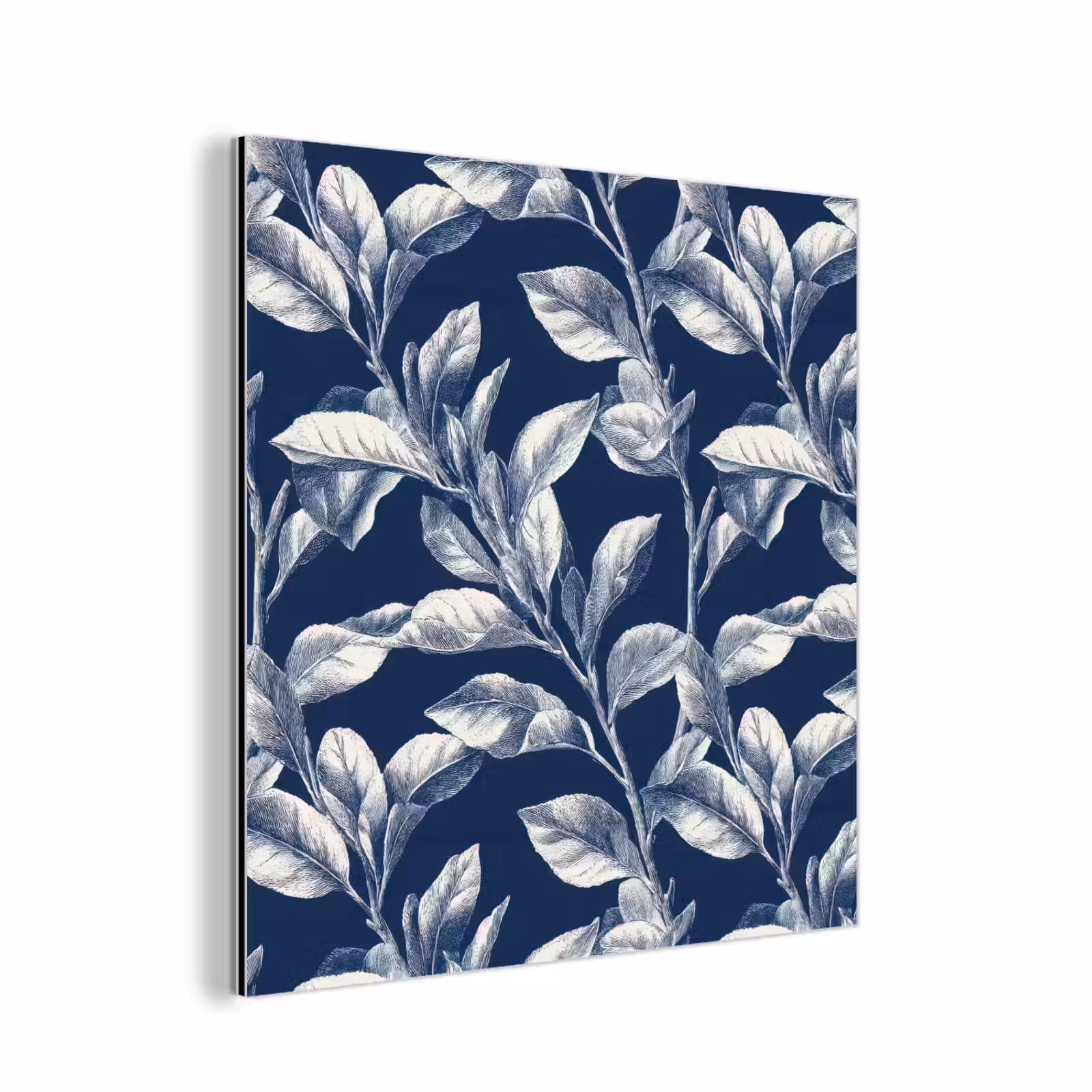 Aluminium schilderij - Botanisch - Patroon - Blauw — 1