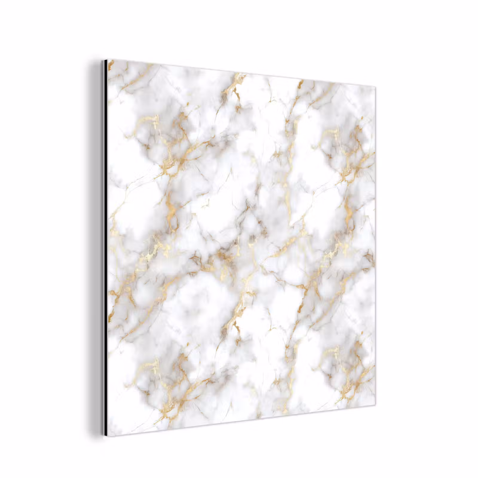 Aluminium schilderij - Gouden aders - Marmer - Wit — 1