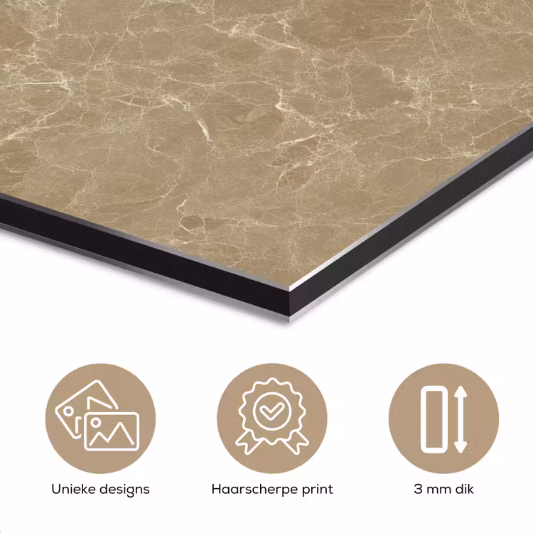 Aluminium schilderij - Beige - Marmer - Witte aders — 7