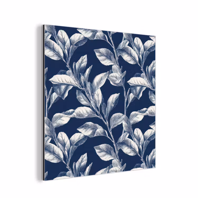 Aluminium schilderij - Botanisch - Patroon - Blauw — 1