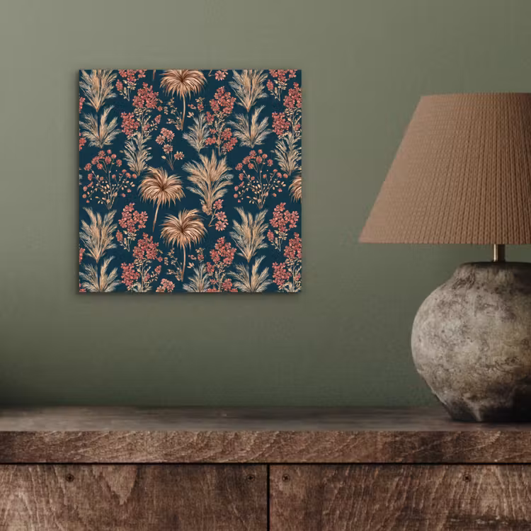 Aluminium schilderij - Botanisch - Patroon - Blauw — 3