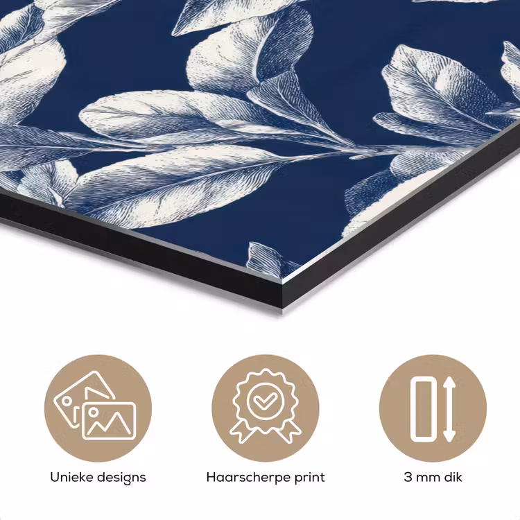 Aluminium schilderij - Botanisch - Patroon - Blauw — 7