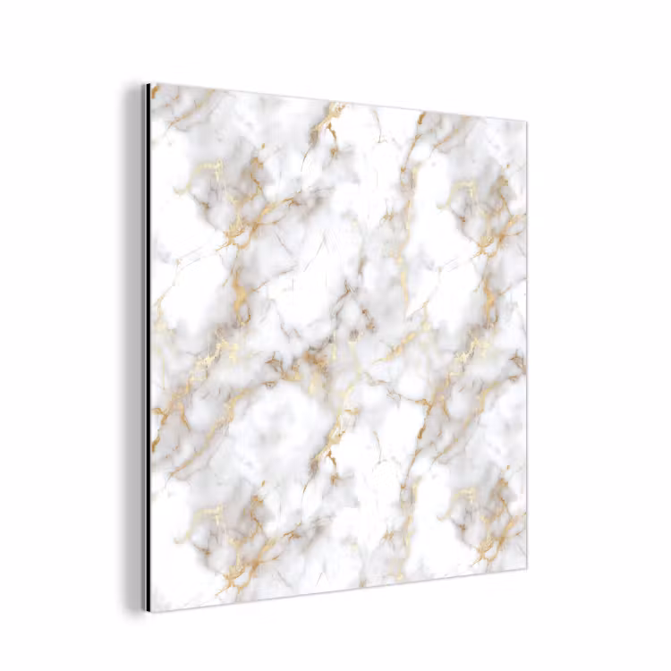 Aluminium schilderij - Gouden aders - Marmer - Wit — 1