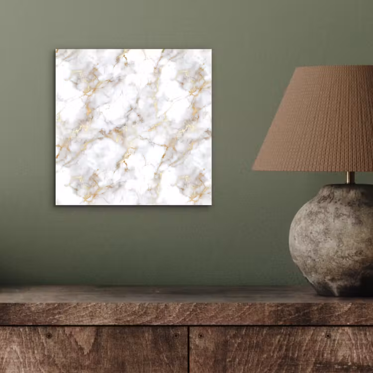 Aluminium schilderij - Gouden aders - Marmer - Wit — 3