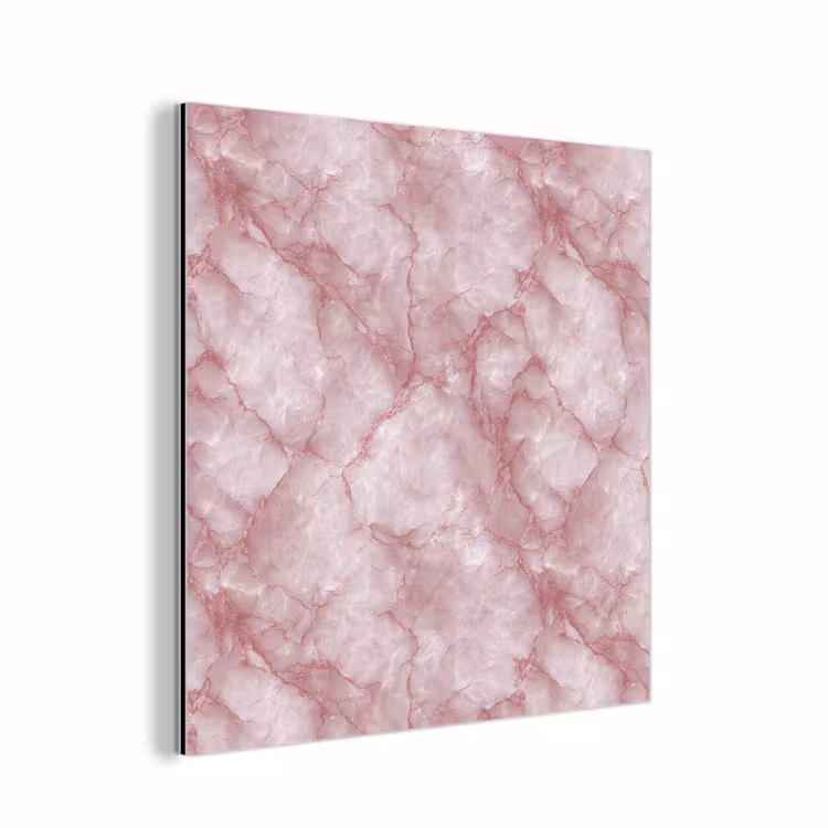 Aluminium schilderij - Roze - Kwartsmarmer - Aders — 1