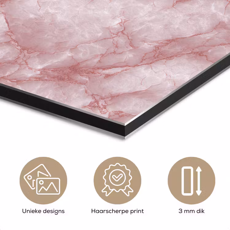 Aluminium schilderij - Roze - Kwartsmarmer - Aders — 7