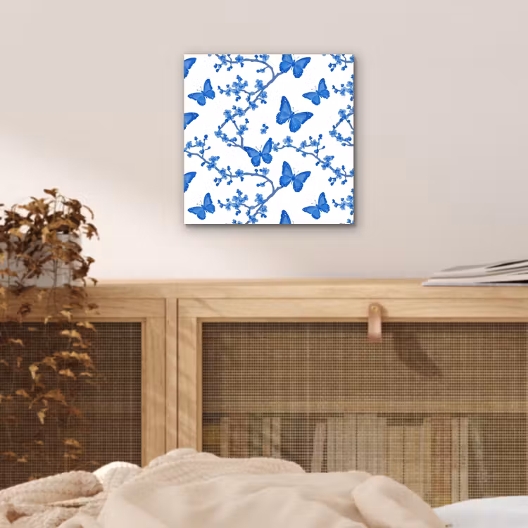 Aluminium schilderij - Vlinder - Bloemen - Blauw — 4