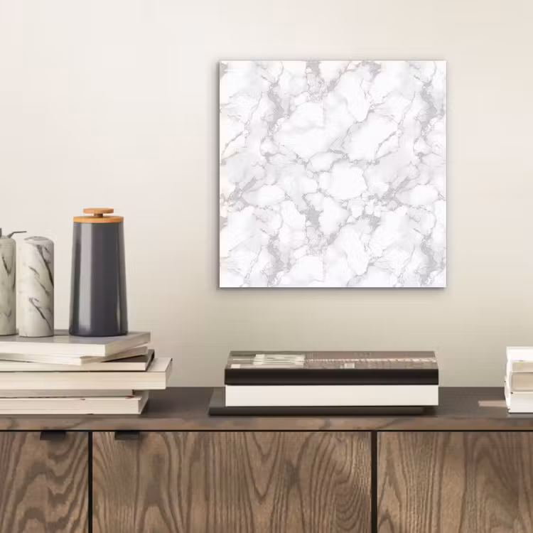 Aluminium schilderij - Wit - Marmer - Grijs — 2