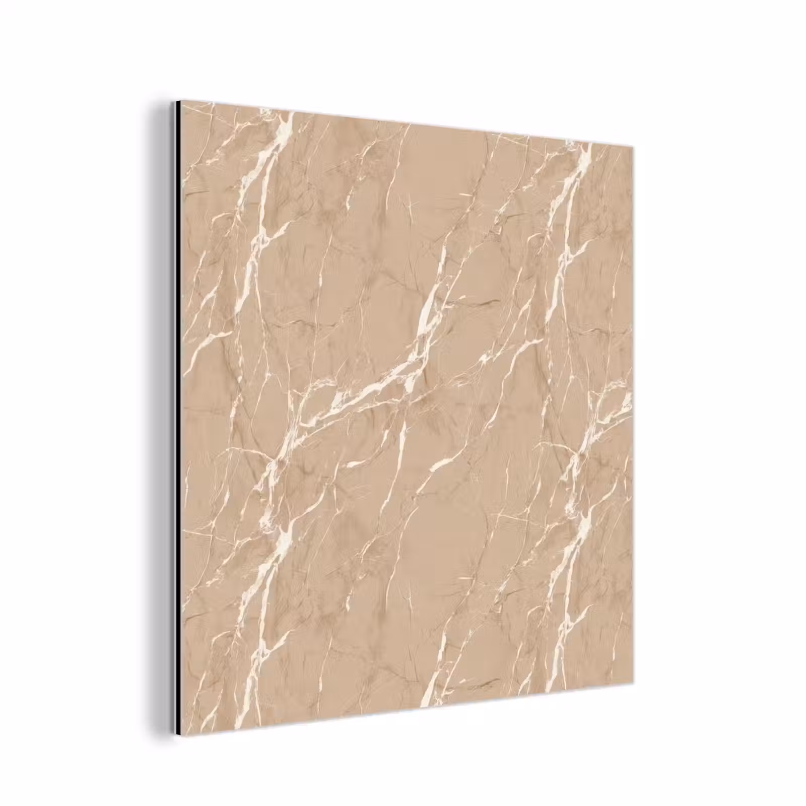 Aluminium schilderij - Beige - Marmer - Organisch - Wit — 1