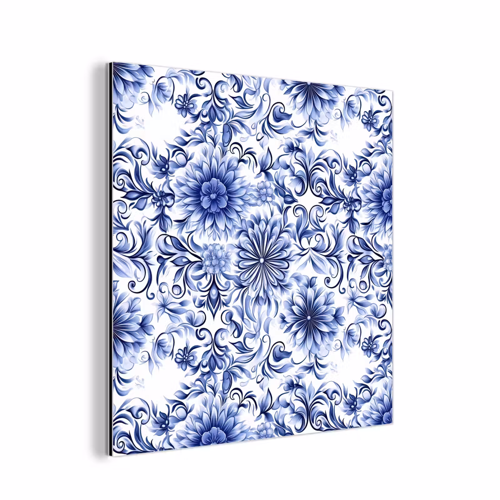 Aluminium schilderij - Bloemen - Blauw - Patroon - Wit — 1